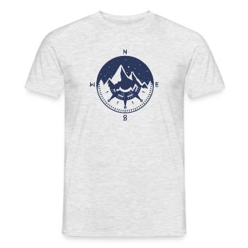 Kompass Bergabenteuer blau - Männer T-Shirt - Grau meliert - Vorne - AI Model Male 178 dark (178cm)