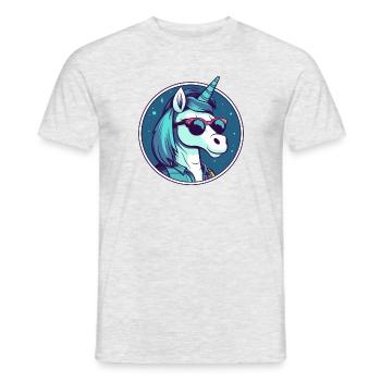 Einhorn mit Sonnenbrille, mythisches Pferd - Männer T-Shirt - Grau meliert - Vorne - AI Model Male 178 dark (178cm)