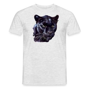 Portrait of a black jaguar - watercolor - Men's T-Shirt - heather grey - Front - AI Model Male 178 dark (178cm)