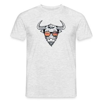 Cooler Bison Stier mit Zottelhaar - Männer T-Shirt - Grau meliert - Vorne - AI Model Male 178 dark (178cm)