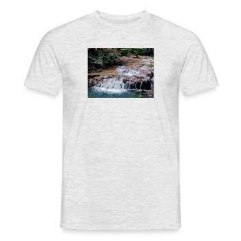 Drawing of Provence - Small river waterfall - Men's T-Shirt - heather grey - Front - AI Model Male 178 dark (178cm)