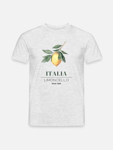 Zitronenzweig mit Italien Schriftzug - Männer T-Shirt - Grau meliert