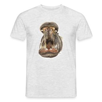 Illustration de la bouche d’hippopotame - T-shirt homme - gris chiné - Devant - AI Model Male 178 dark (178cm)