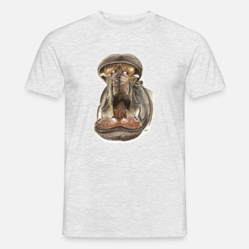 Flusspferd Hippo Maul Illustration - Männer T-Shirt - Grau meliert
