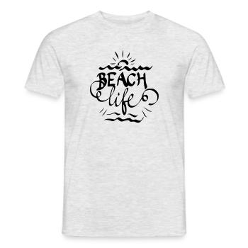Beach life Lettering Geschenkidee Geschenk - Männer T-Shirt - Grau meliert - Vorne - AI Model Male 178 dark (178cm)