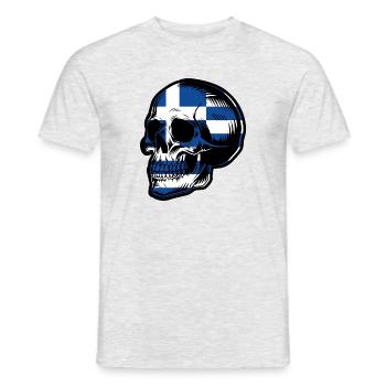 Griechenland Totenkopf Grieche Griechisch Ouzo - Männer T-Shirt - Grau meliert - Vorne - AI Model Male 178 dark (178cm)