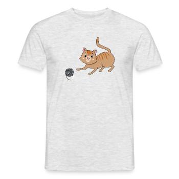 Cat with wool - Men's T-Shirt - heather grey - Front - AI Model Male 178 dark (178cm)