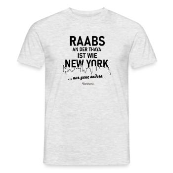 Raabs an der Thaya ist wie New York - Männer T-Shirt - Grau meliert - Vorne - AI Model Male 178 dark (178cm)