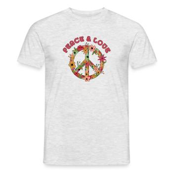 Peace and Love 60s 70s Retro Hippie T-Shirt - Männer T-Shirt - Grau meliert - Vorne - AI Model Male 178 dark (178cm)