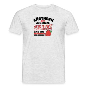 Gärtnern ist günstiger als eine Therapie Geschenk - Männer T-Shirt - Grau meliert - Vorne - AI Model Male 178 dark (178cm)