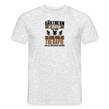 Gärtnern ist günstiger als eine Therapie Geschenk - Männer T-Shirt - Grau meliert - Vorne - AI Model Male 178 dark (178cm)
