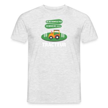 Je ne pas ronfler je rêve de tracteur - T-shirt homme - gris chiné - Devant - AI Model Male 178 dark (178cm)