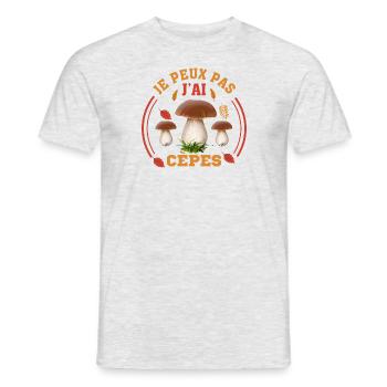 Je Peux Pas J'ai Cèpes Drôles Champignon Cèpe - T-shirt homme - gris chiné - Devant - AI Model Male 178 dark (178cm)