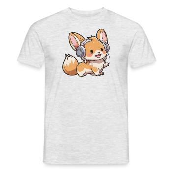 Kawaii Cute Happy Colorful Dog avec des écouteurs - T-shirt homme - gris chiné - Devant - AI Model Male 178 dark (178cm)