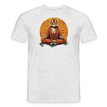 Bouddha tigre - T-shirt homme - gris chiné - Devant - AI Model Male 178 dark (178cm)