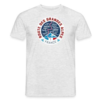 Route des Grandes Alpes V4 | white | France - Men's T-Shirt - heather grey - Front - AI Model Male 178 dark (178cm)