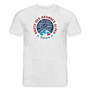 Route des Grandes Alpes V4 | white | 2024 - Men's T-Shirt - heather grey - Front - AI Model Male 178 dark (178cm)