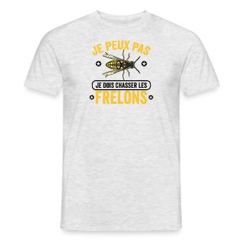 je peux pas je dois chasser les frelons frelon - T-shirt homme - gris chiné - Devant - AI Model Male 178 dark (178cm)