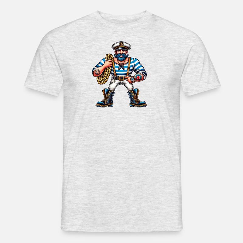 Matrose Seemann Comic - Männer T-Shirt - Grau meliert