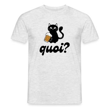 Chat buveur de bière : quoi ? - T-shirt homme - gris chiné - Devant - AI Model Male 178 dark (178cm)