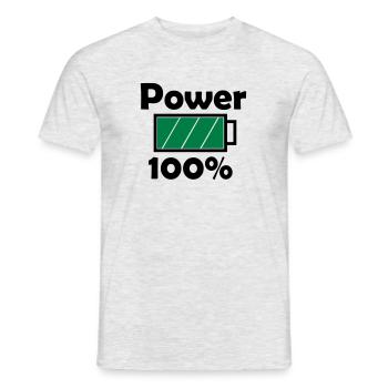 Power 100% with full battery icon - Men's T-Shirt - heather grey - Front - AI Model Male 178 dark (178cm)