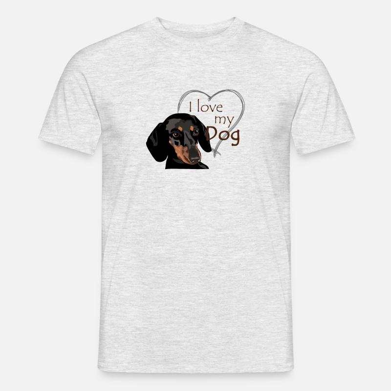 Dackel – Ich liebe Hunde - Männer T-Shirt - Grau meliert