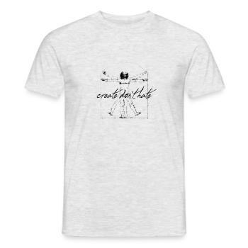 CREATE DON'T HATE - Männer T-Shirt - Grau meliert - Vorne - AI Model Male 178 dark (178cm)