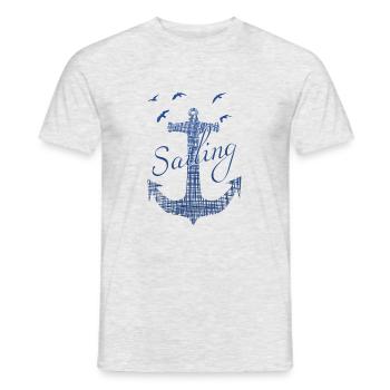 Sailing Captain Kapitän Anker Segeln - Männer T-Shirt - Grau meliert - Vorne - AI Model Male 178 dark (178cm)