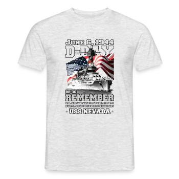 SOUVENEZ-VOUS DU JOUR J USS Nevada BB-36 - T-shirt homme - gris chiné - Devant - AI Model Male 178 dark (178cm)