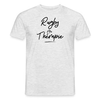 Rugby my therapy- gift idea - sport humor - Men's T-Shirt - heather grey - Front - AI Model Male 178 dark (178cm)