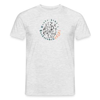 Buchstabensalat - 100 % vegan! - Männer T-Shirt - Grau meliert - Vorne - AI Model Male 178 dark (178cm)