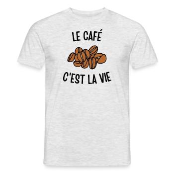 Le café c'est la vie - T-shirt homme - gris chiné - Devant - AI Model Male 178 dark (178cm)