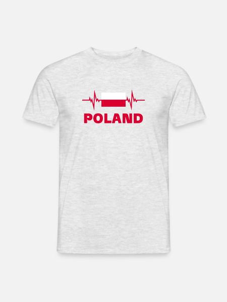 Polen Fußball 2022 Herzschlag Polen - Männer T-Shirt - Grau meliert