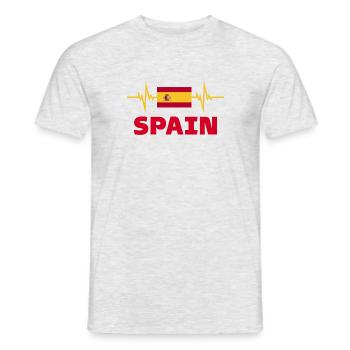 Spain Football 2022 Heartbeat Spain - Men's T-Shirt - heather grey - Front - AI Model Male 178 dark (178cm)