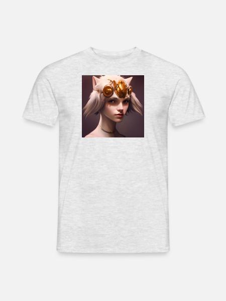 Frau mit Katzenohren - Männer T-Shirt - Grau meliert