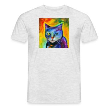 Fantasieporträt einer Katze - Männer T-Shirt - Grau meliert - Vorne - AI Model Male 178 dark (178cm)