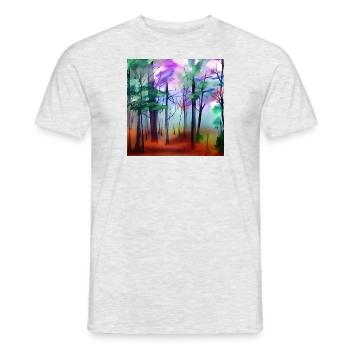 Aquarelle forêt nature - T-shirt homme - gris chiné - Devant - AI Model Male 178 dark (178cm)