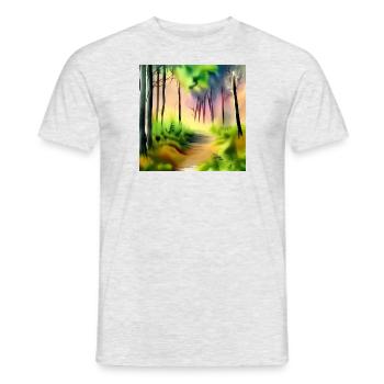Water color green forest - Men's T-Shirt - heather grey - Front - AI Model Male 178 dark (178cm)
