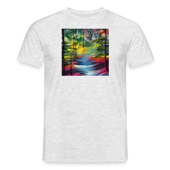 Water color river in forest - Men's T-Shirt - heather grey - Front - AI Model Male 178 dark (178cm)
