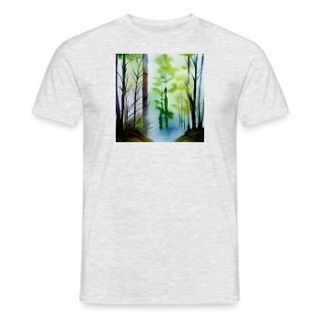Forest image art - Men's T-Shirt - heather grey - Front - AI Model Male 178 dark (178cm)