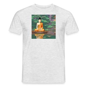 Cartoon buddha statue art - Men's T-Shirt - heather grey - Front - AI Model Male 178 dark (178cm)