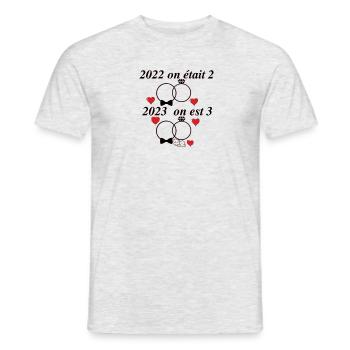 nouvel an nouveau né - T-shirt homme - gris chiné - Devant - AI Model Male 178 dark (178cm)