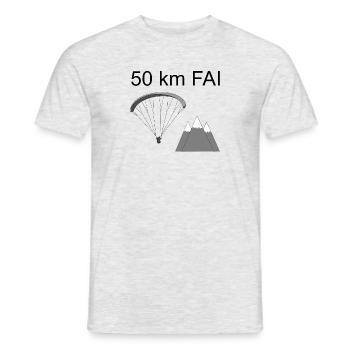 50 km FAI Gleitschirm - Männer T-Shirt - Grau meliert - Vorne - AI Model Male 178 dark (178cm)
