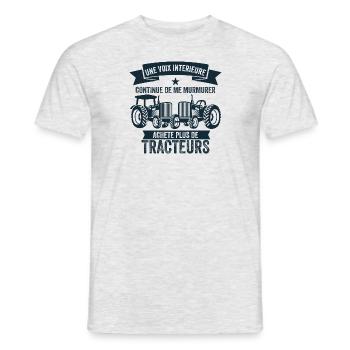 Humour Tracteur Cadeau homme femme Agriculteur - T-shirt homme - gris chiné - Devant - AI Model Male 178 dark (178cm)