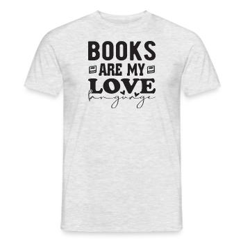 Les livres sont mon amour Langue - T-shirt homme - gris chiné - Devant - AI Model Male 178 dark (178cm)