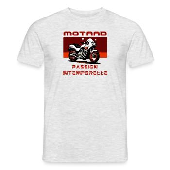 Motard Passion Intemporelle - T-shirt homme - gris chiné - Devant - AI Model Male 178 dark (178cm)