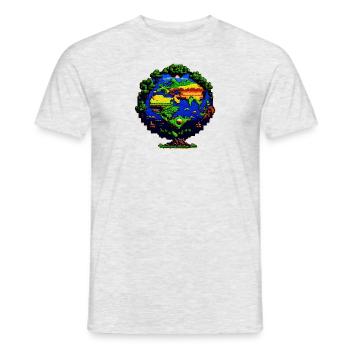 Die Erde in Pixelkunst - Männer T-Shirt - Grau meliert - Vorne - AI Model Male 178 dark (178cm)