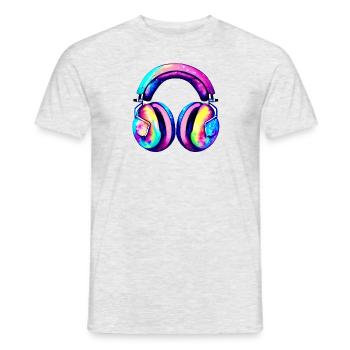 Gamer Headphones Musicians Singers Listen to music Singing - Men's T-Shirt - heather grey - Front - AI Model Male 178 dark (178cm)