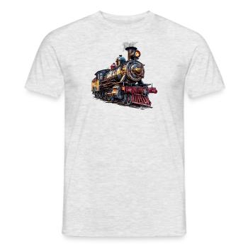 Rauchender Schornstein einer Dampflok - Männer T-Shirt - Grau meliert - Vorne - AI Model Male 178 dark (178cm)
