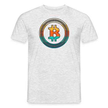 Bitcoin rétro - T-shirt homme - gris chiné - Devant - AI Model Male 178 dark (178cm)